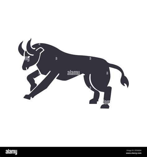 Ox Black Silhouette Isolated On White Background Stock Vector Image