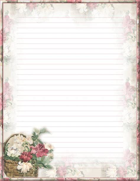 Printable Stationary 1 Floral Border Design Flower Envelope Template