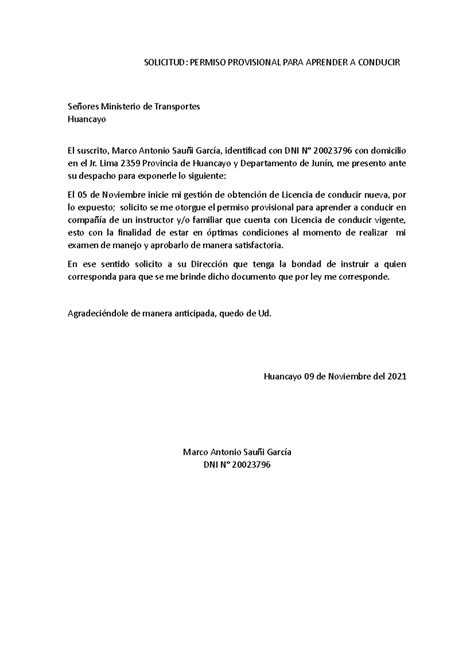 Ejemplo De Carta De Solicitud De Permiso Nuevo Ejemplo ... 