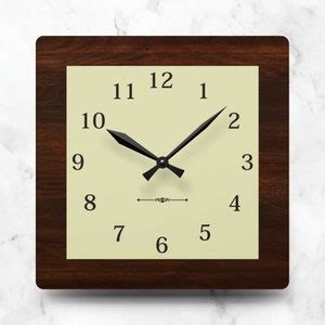 Vintage Dark Wood Look Wall Clock, Square, Antique Style, Retro, Unique, Rectangle, Home Decor ...