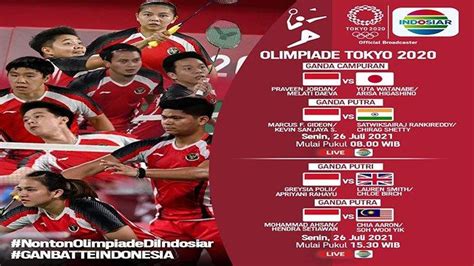 Jadwal Bulutangkis Olimpiade 2021 Hari Ini Di Tvri And Indosiar