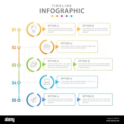 Infographic Vector Template 5 Steps Modern Timeline Diagram With