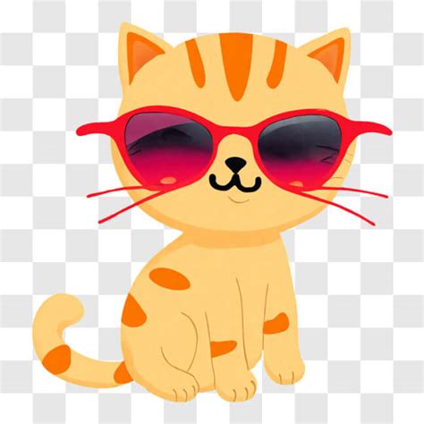 Download Cartoon Cat with Red Sunglasses PNGs Online - Creative Fabrica