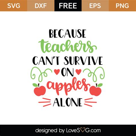 Free Because Teachers Can T Survive On Apples Alone SVG Cut File