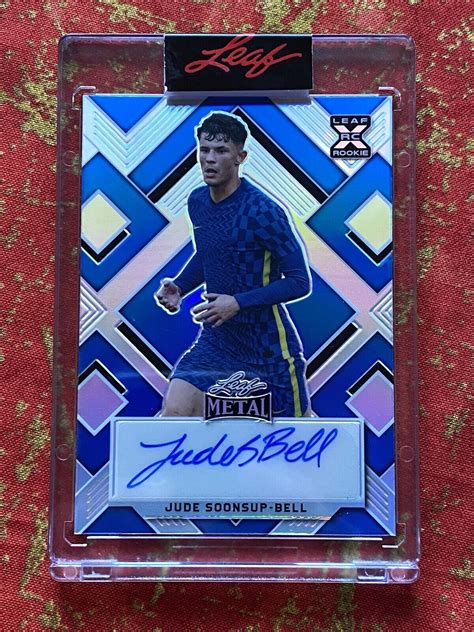 2022 Leaf Metal Soccer Jude Soonsup Bell Blue Encased Auto 10 Ba Jsb