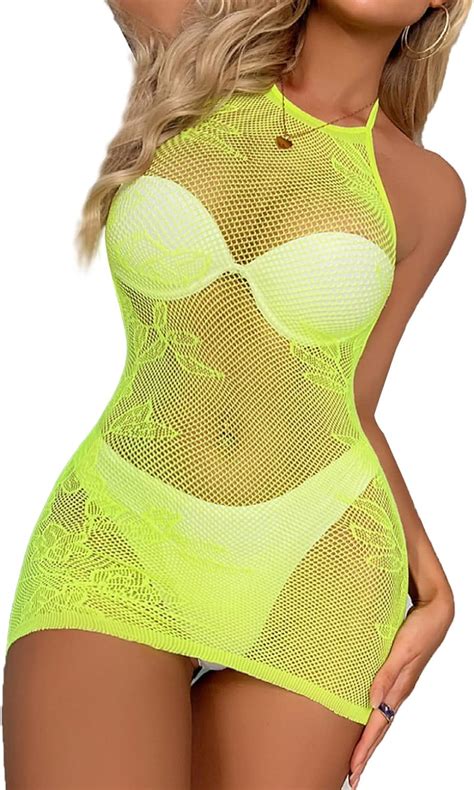 Amazon Acsuss Women Erotic Lingerie Bodysuit Sexy Mini Dress See