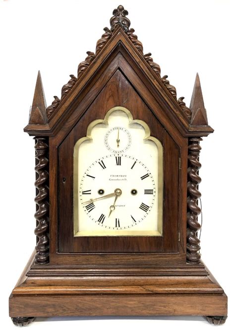 Antique Gothic Double Fusee Bracket Mantel Clock By Frodsham London