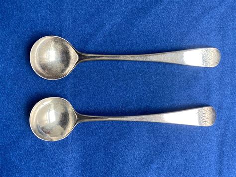 Pair Of Old British Sterling Silver Salt Spoons Sheffield Kaufen