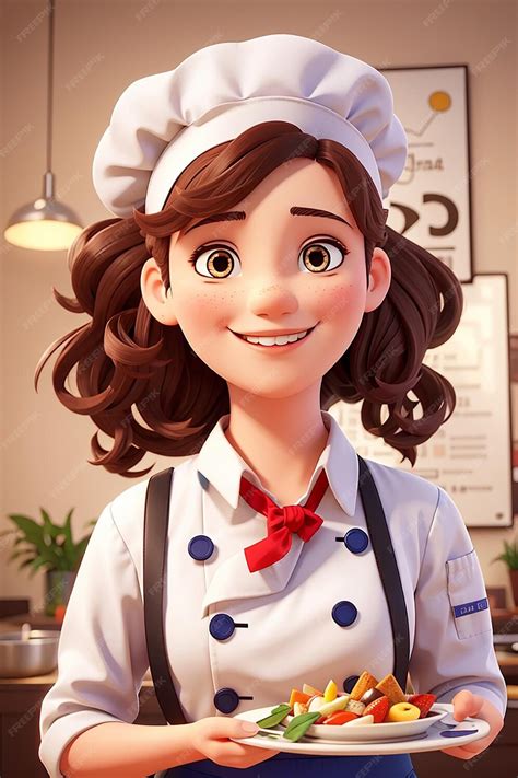 Premium Ai Image Cute Chef Girl In Uniform Character Smiling And