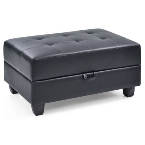 Revere Black Faux Leather Upholstered Storage Ottoman 1 Fred Meyer