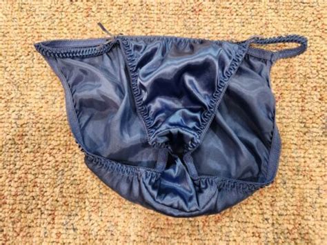 Vintage Joe Boxer Satin String Bikini Panties Size Dark Blue