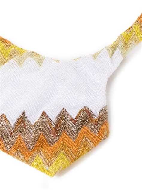 Missoni Zigzag One Shoulder Bikini White Farfetch Uk