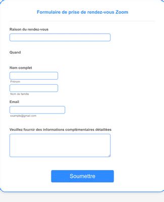 Formulaire de prise de rendez vous Zoom Modèle du formulaire Jotform