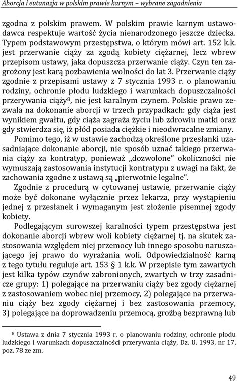 Aborcja I Eutanazja W Polskim Prawie Karnym Wybrane Zagadnienia PDF