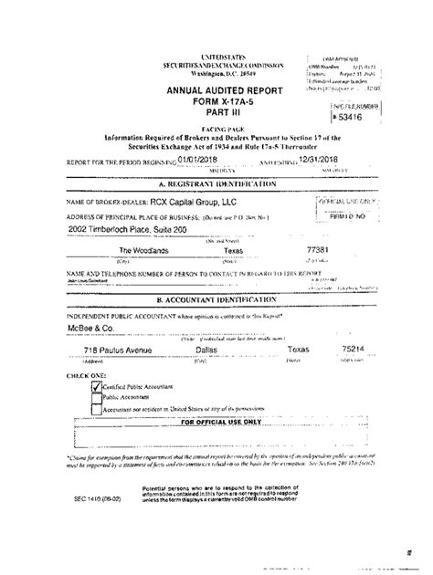 Fillable Online ANNUAL AUDITED REPORT FORM X 17A 5 PART Ill B 53416 Fax