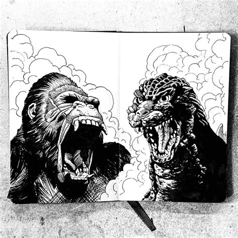 Godzilla vs Kong in my mini sketchbook #godzillavskong #godzilla # ...