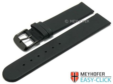 Meyhofer EASY CLICK Uhrenarmband Nagano 22mm Schwarz Leder Schliesse