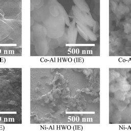 FE SEM Micrographs Of The Intercalated Co Al And Ni Al LDHs Prepared By