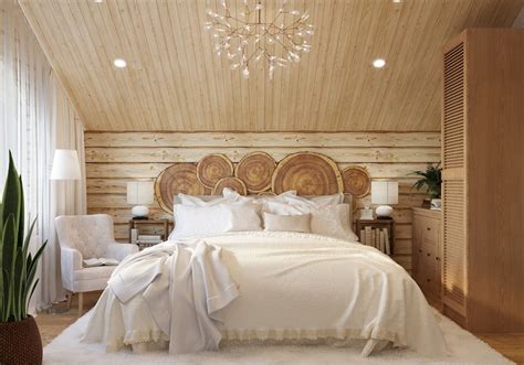 Спальня в дереве: интерьер в деревянном доме из бруса на втором этаже ...