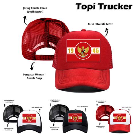 Jual CGN Topi Trucker Jaring Logo Garuda Merah Putih Merdeka