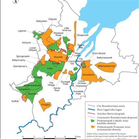 Map Of Belfast Highlighting The Catholic Versus Protestant Areas