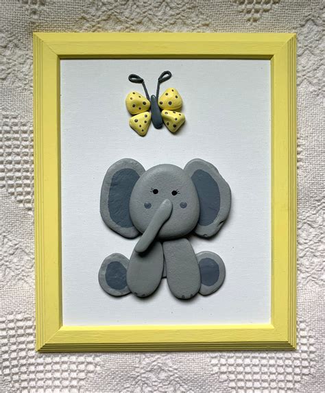 Baby Elephant Wall Art Baby Elephant Decor Baby Elephant Pebble Art