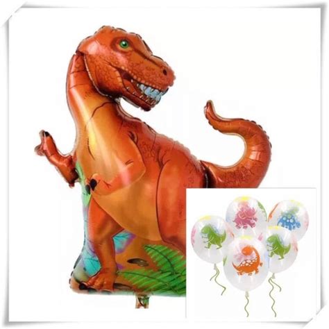 Large Size Dinosaur Foil Balloon With Clear Dinosaur Balloons Etsy