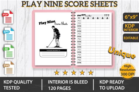 1 Play Nine Card Game Score Sheets Designs Graphics