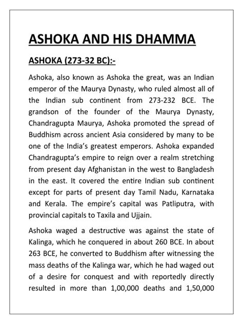 Ashoka and His Dhamma | PDF | Ashoka | Dharma