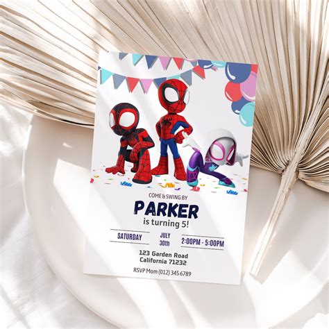 Spidey And His Amazing Friends Birthday Invitation Spidey Invitation