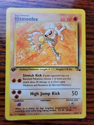 Pokemon Hitmonlee Fossil Rare 22 62 1st Edition EBay