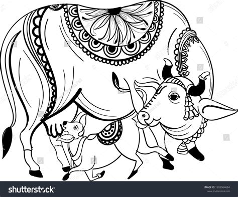 Indian Hinudism Holy Animal Cow Decorative Stock Vector (Royalty Free) 1993964684 | Shutterstock