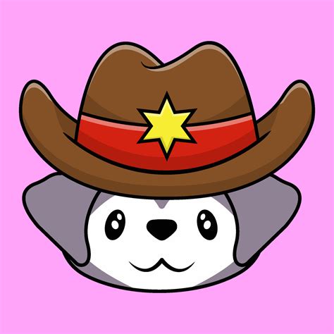 cute kawaii grey dog with cowboy hat cartoon vector illustration 6303845 Vector Art at Vecteezy