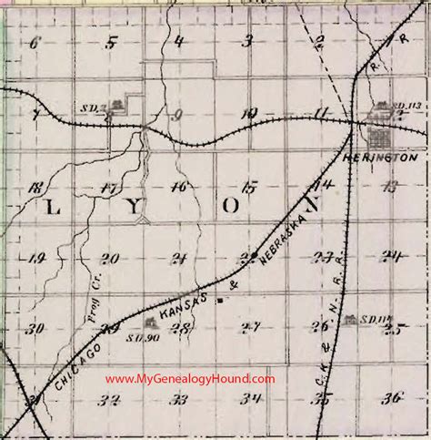 Lyon Township, Dickinson County, Kansas 1887 Map