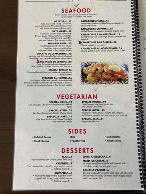 El Patron Mexican Grill Cantina Menu In Kasson Minnesota USA