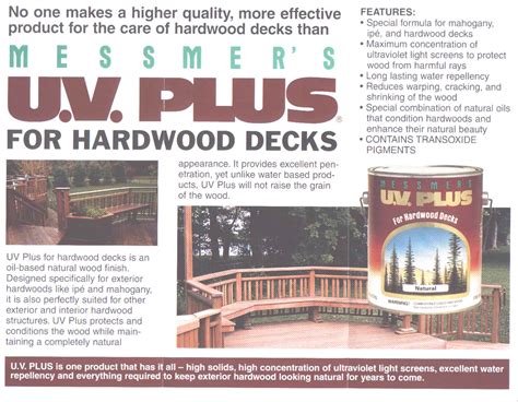 Messmers For Hardwoods Messmers Uv Plus Stain For Decks