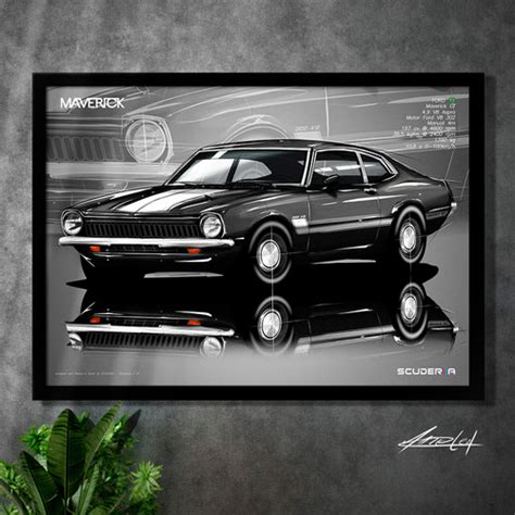 QUADRO DECORATIVO FORD MAVERICK GT V8 302 1977 1979 PERSPECTIVE