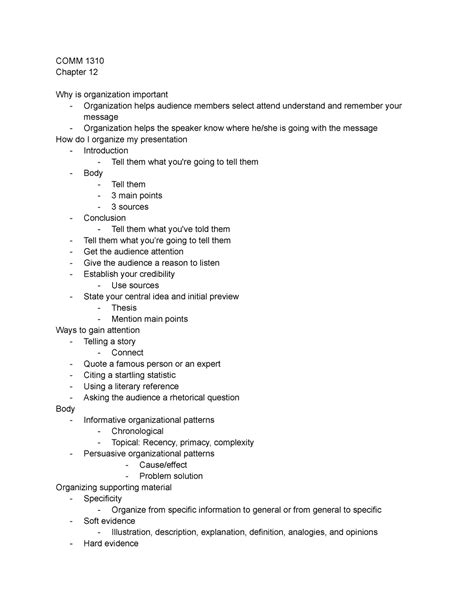 COMM 1310 Chapter 12 And 13 COMM 1310 Chapter 12 Why Is Organization