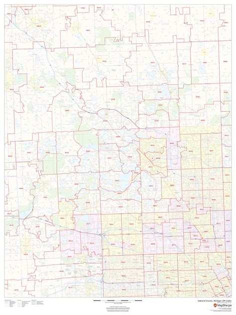 Oakland County Michigan ZIP Codes By MapSherpa The Map Shop