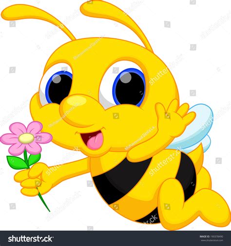 Cute Bee Cartoon Flying While Carrying Stock Vector (Royalty Free ...