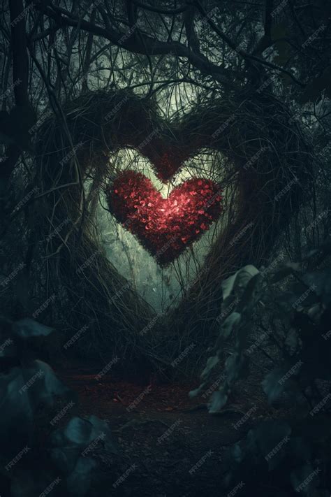 Descripción Hiperrealista Misteriosa Del Corazón Humano Con Tonos Rojos