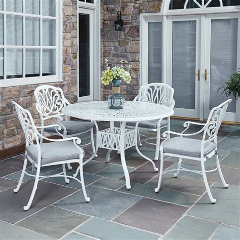 Homestyles Capri White 48 In 5 Piece Cast Aluminum Round Outdoor