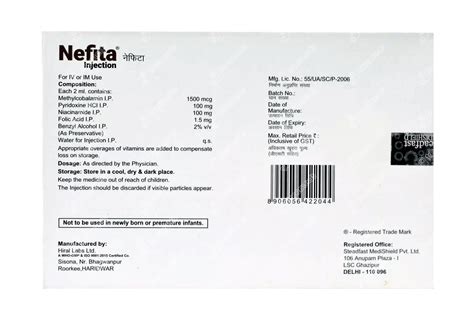 Nefita Injection Ml Uses Side Effects Dosage Price Truemeds