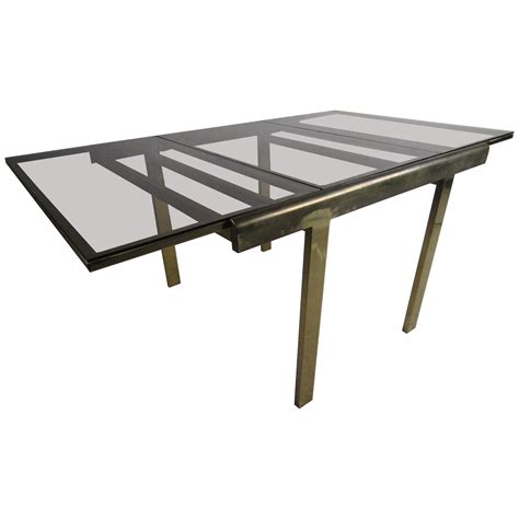 Mid-Century Modern Aluminum Dining Table with Hexagonal Glass Top at