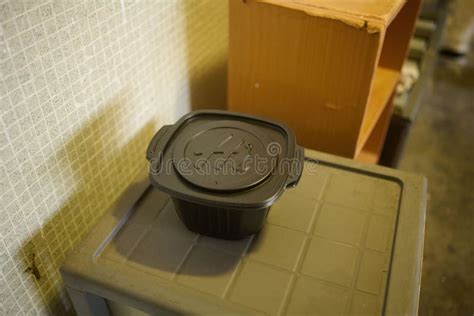 Self Heating Hot Pot In The Hallway Of An Old Public Housing Complex Hong Kong Editorial