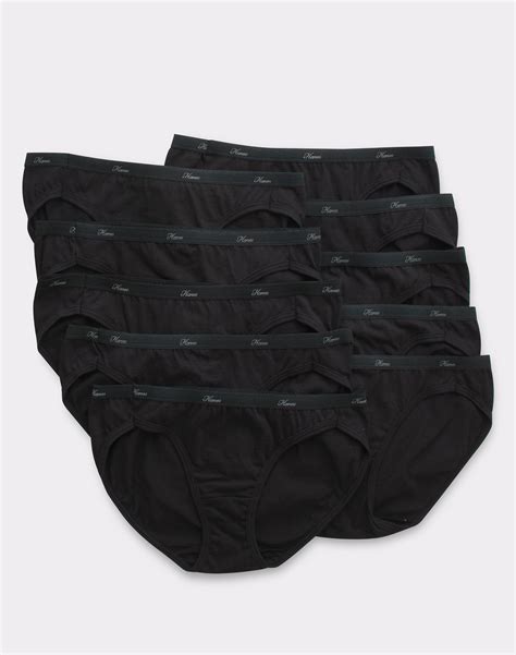 Hanes Women Bikini Panties Cotton Breathable Moisture Wicking Black 10 Pack Walmart