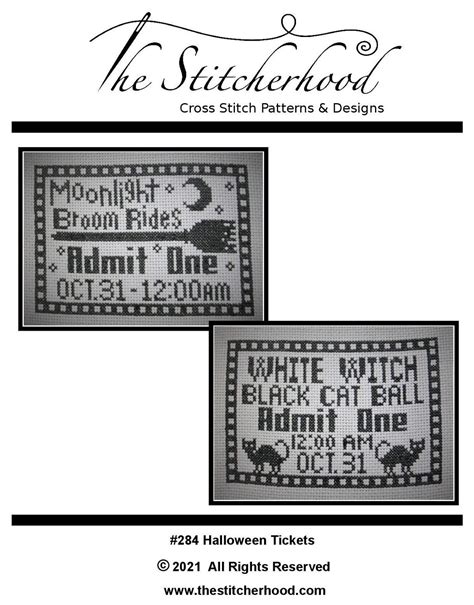 Cross Stitch Pattern Pdf Emailed Halloween Tickets In Etsy