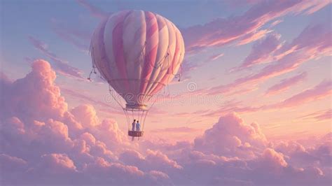 Pastel Sunrise Landscape Pink Hot Air Balloon Stock Photos Free