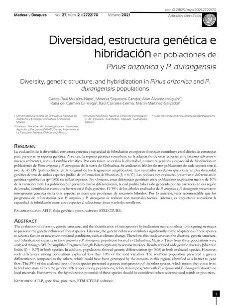 Pdf Diversidad Estructura Gen Tica E Hibridaci N En Poblaciones De