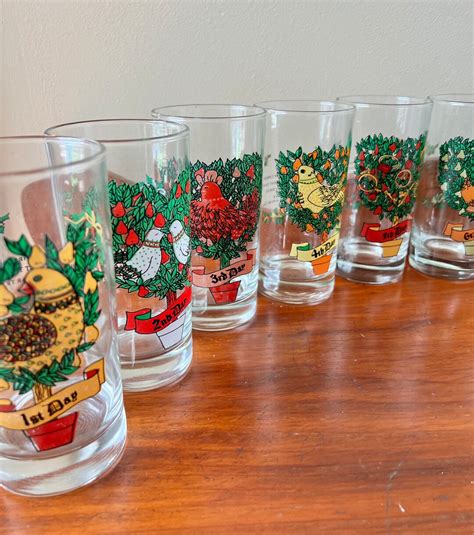 12 Days Of Christmas Drinking Glasses Vintage Glasses Etsy